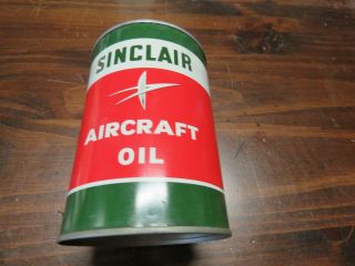 Vintage Sinclair Aircraft Motor Oil Quart Can Gas Station Aviation WOW 2