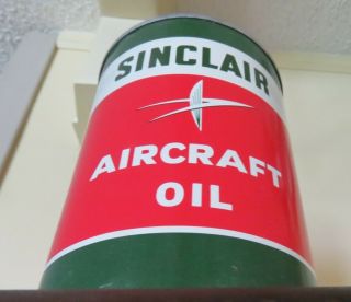 Vintage Sinclair Aircraft Motor Oil Quart Can Gas Station Aviation WOW 3