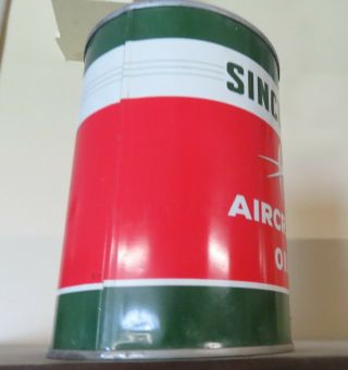 Vintage Sinclair Aircraft Motor Oil Quart Can Gas Station Aviation WOW 6