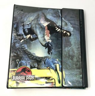 Vintage 90s Jurassic Park T - Rex 3 Ring School Binder Notebook With Folders