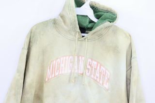 Vtg 90s Starter Mens Large Michigan State Spell Out Acid Wash Bleached Sweater 2
