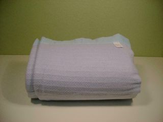 Vtg Jc Penny 100 Acrylic Woven Thermal Blanket Baby Blue Queen Made In Usa