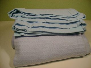 VTG JC PENNY 100 Acrylic WOVEN THERMAL Blanket Baby Blue QUEEN MADE IN USA 4