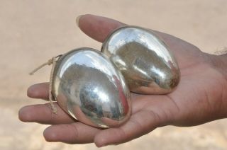 Vintage 3.  25  Silver Egg/oval Shape Heavy German Glass Kugels