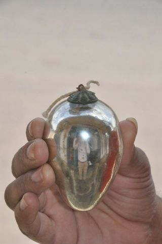 Vintage 3.  25  Silver Egg/Oval Shape Heavy German Glass Kugels 2