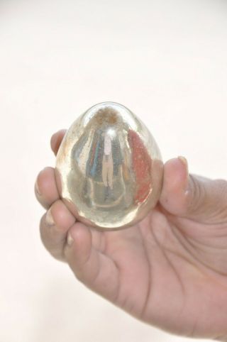 Vintage 3.  25  Silver Egg/Oval Shape Heavy German Glass Kugels 4