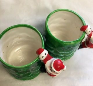 Vintage HOLT HOWARD Christmas Mug Cup Santa Claus Handle Tree Rare Set of 2 2