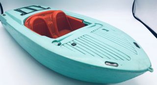 1964 Mattel Irwin 21 " Speed Boat For Barbie & Ken - Aqua & Orange - Rare Vintage