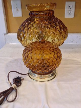 Vintage Electric Amber Glass Gone With The Wind Table Lamp
