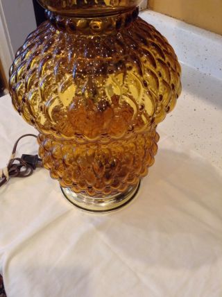 Vintage Electric Amber Glass Gone With The Wind Table Lamp 2