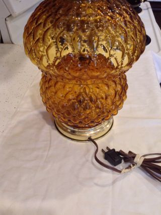 Vintage Electric Amber Glass Gone With The Wind Table Lamp 4