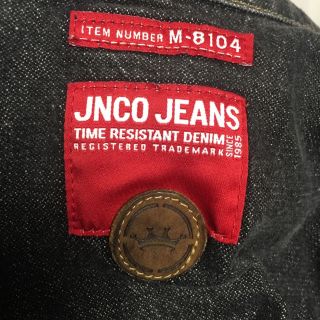 JNCO Jeans Vtg Denim Jacket Washed Black Gold Logo Los Angeles Mens Medium M 4