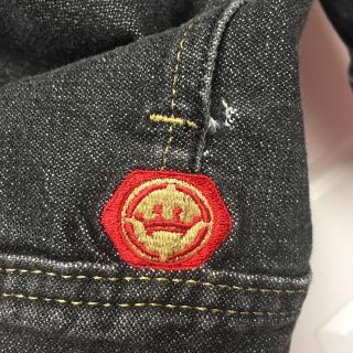 JNCO Jeans Vtg Denim Jacket Washed Black Gold Logo Los Angeles Mens Medium M 6