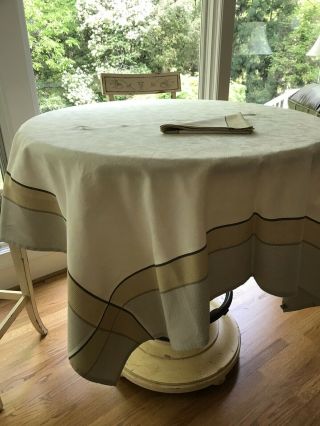Vtg Jacquard Francais Tablecloth 68 " X68 " Designer " Primrose Bordier " W/8 Napkins