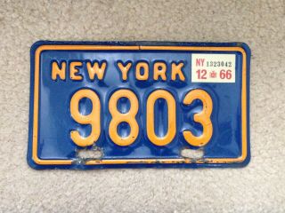 Vtg N.  Y.  York State Motorcycle License Plate Tag 9803 Collector Harley Usa