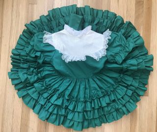 Vintage Martha’s Miniatures Greenruffle Party Dress Girl’s 3t Twirl Pageant Bell