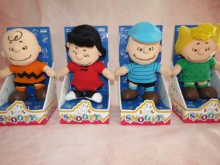 Vintage Irwin Peanuts Gang 8 " Plush Dolls Complete Set Of 4 W Boxes