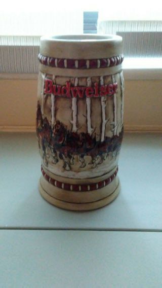 Vintage 1981 2nd Budweiser Holiday Christmas Stein Snowy Woodlands CS50 mug beer 2