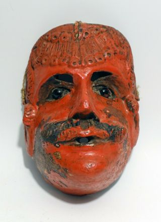 Antique Wood Viejo Devil Diablo Guatemalan 20th Century Glass Eye Dance Mask