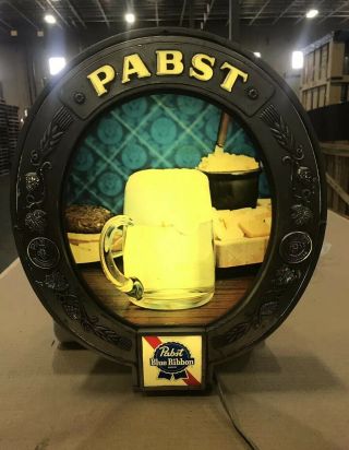 Vintage Pabst Blue Ribbon Beer Lighted Beer And Cheese Sign