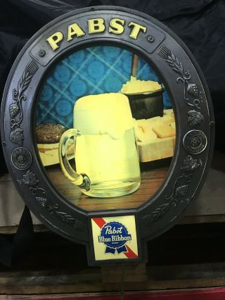 Vintage Pabst Blue Ribbon Beer Lighted Beer and Cheese Sign 4