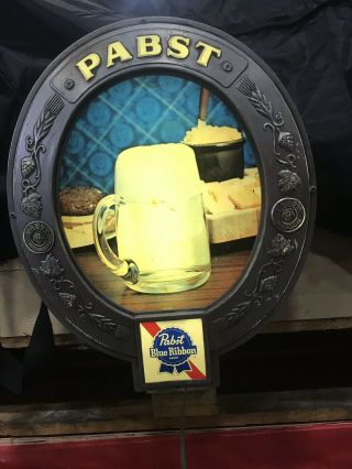 Vintage Pabst Blue Ribbon Beer Lighted Beer and Cheese Sign 5