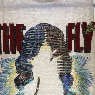 vtg 80s 1986 THE FLY promo movie t shirt NOS horror vhs L/M Fox CBS 7