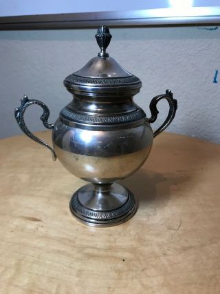 Antique 800 Silver Lidded Sugar Bowl Two Handled With Lid And 800 Marked