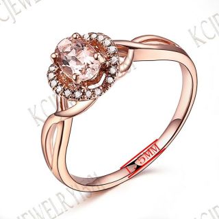 Vintage Antique Filigree Wedding Ring 10k Rose Gold Gemstone Morganite Diamond
