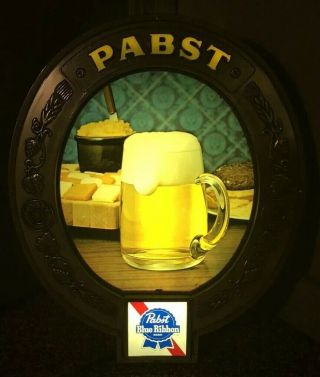 Vintage EMBOSOGRAPH DISPLAY MFG PBR Pabst Blue Ribbon Lighted Beer Sign 2