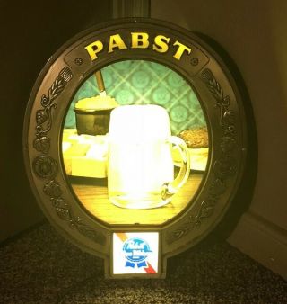 Vintage EMBOSOGRAPH DISPLAY MFG PBR Pabst Blue Ribbon Lighted Beer Sign 3