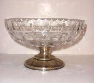 Vintage American Brilliant Cut Glass Hawkes Sterling Silver Crystal Fruit Bowl