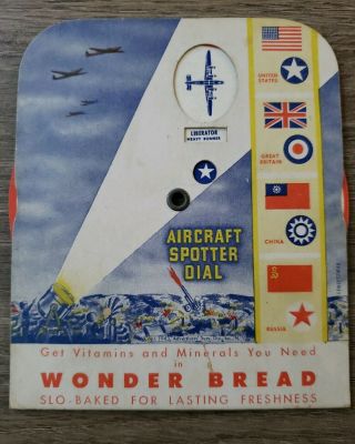 Aircraft Spotter Dial Advertising Wonder Bread World War Ii Wwii Wheel Toy
