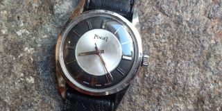1950s Antique Mens Piaget 17 Jewel Swiss Wristwatch Watch 2 Tone Dial