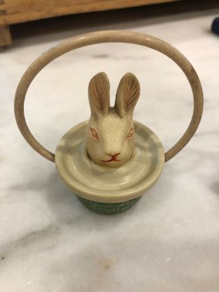 Vintage Antique Celluloid Easter Bunny Rabbit Basket