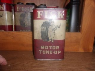 Vintage Fisk Motor Oil Can Still Full Of Oil