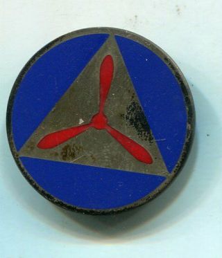 Vintage Ww2 Sterling Silver Civil Air Patrol Cap Badge Pin Red/blue Propeller