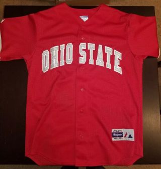 Ncaa The Ohio State Buckeyes Baseball Jersey Majestic Size Medium Red Vintage