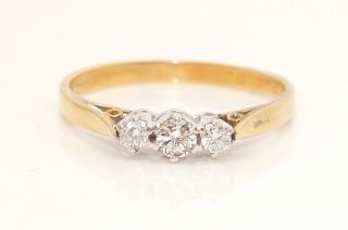 1985 Vintage 18ct Gold Trilogy Diamond Engagement Ring,  Size O 1/2
