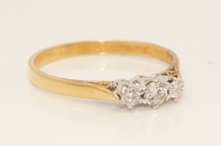 1985 Vintage 18ct Gold Trilogy Diamond Engagement Ring,  Size O 1/2 2