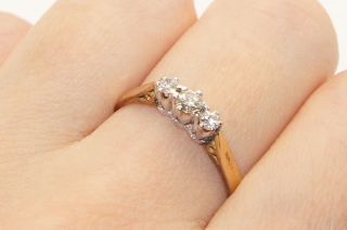 1985 Vintage 18ct Gold Trilogy Diamond Engagement Ring,  Size O 1/2 6