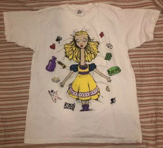 Vintage Alice In Wonderland T - Shirt Andazia Rare Drink Me Print Large