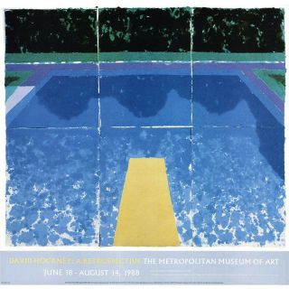 Vintage David Hockney Day Pool Poster,  Met Museum Of Art,  1988,  Midcentury