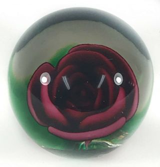 Red Rose Rare Vintage Joe St.  Clair Rose Glass Paperweight Flower 5