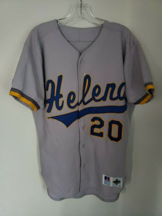 Vintage 90s Russell Diamond Helena Brewers 20 Milwaukee Minor League Jersey 44 L