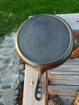 ANTIQUE Rare Grsiwold ERIE 8 Skillet griddle with three hole handle 729 4