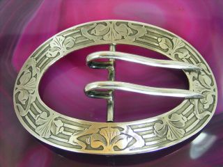 Scottish Celtic Kilt Antique Sterling Silver Belt Buckle Sash Signed La Pierre