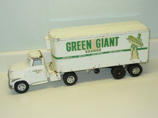 Vintage Tonka Green Giant Semi Truck Trailer Pressed Steel Toy,  1954 - 56