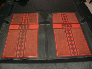 Vintage Ford Diamond Red/black Carpet Rubber 28 " X 20 " Suv/truck Floor Mats