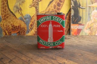 Vintage Empire State Motor Oil Two Gallon Can 2 Gallon Can Gas Station Pump Sign